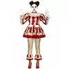 Skrämmande röd och vit clownmaskeraddräkt dam, Storlek: Small (36-38)