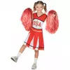 Röd USA-pompomflicka-maskeraddräkt för flicka, Storlek: 10-12 år (130-140 cm)