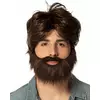 Dude-peruk med skägg och mustasch vuxen