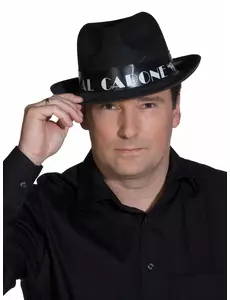 Svart borsalinohatt Al Capone vuxen