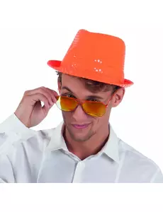 Orange paljettprydd borsalinohatt vuxen