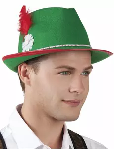 Grön bayersk hatt med fjäder för vuxen