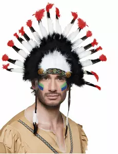 Indiansk huvudbonad med fjädrar vuxen
