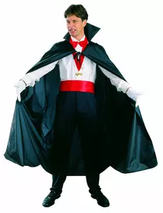 Svart Dracula-kappa Halloween herr