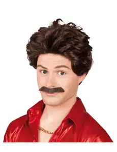 Peruk med mustasch för herr
