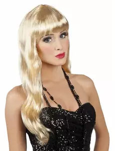 Lång gyllenblond peruk dam