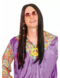 Svart hippieperuk herr