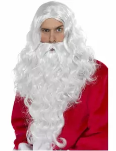 Peruk och skägg Jultomten för vuxen