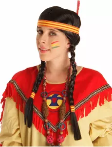Indiankvinna-peruk med fjäder dam