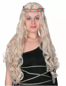 Lång blond hippieperuk dam