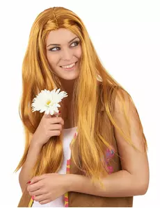 Lång röd hippieperuk dam