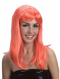Lång orange peruk dam