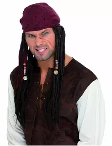 Piratherrperuk med dreadlocks