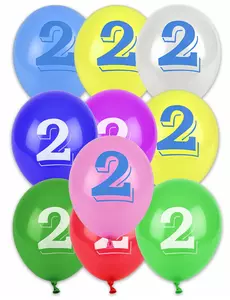 8 flerfärgade sifferballonger 2 30 cm