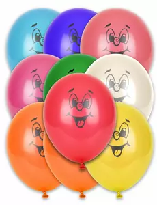 10 mångfärgade smileballonger 30 cm
