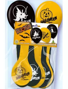 100 svarta och orange Halloweenballonger 30 cm