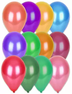 100 metalliska flerfärgade ballonger 29 cm