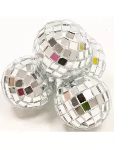 4 silverfärgade minidiskokulor 3,5 cm
