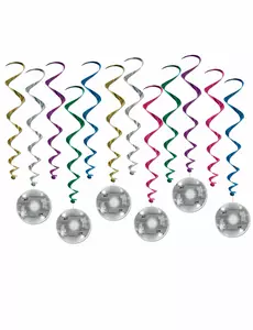 6 hängande spiraldekorationer Disco Ball