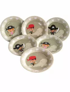 6 papperstallrikar Pirate 23 cm