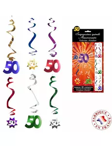 6 spiralhängdekorationer 50 år