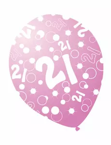 6 pärlemorskimrande rosa åldersballonger