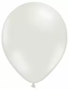 100 vita metallskimrande pärlemorsballonger 29 cm