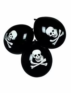 6 svarta latexballonger pirat