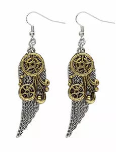 Örhängen med kugghjul och fjädrar vuxen Steampunk
