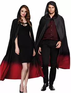 Svart cape med röd toning för vuxen Halloween