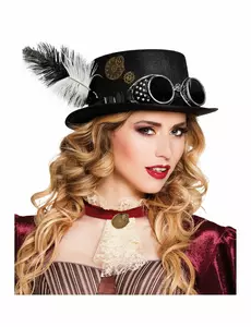 Steampunkhatt med kugghjul och fjädrar vuxen