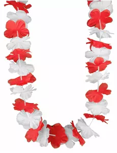 Hawaiianskt supporterhalsband rött och vitt vuxen