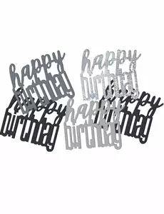 Grå/svarta konfettier Happy Birthday