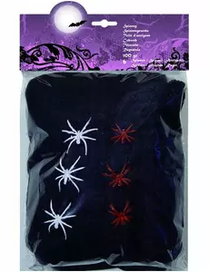 Svart spindelnät med spindlar Halloween 100g