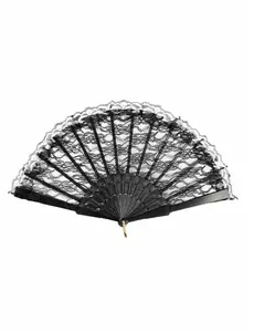 Svart spets solfjäder 24 cm vuxen