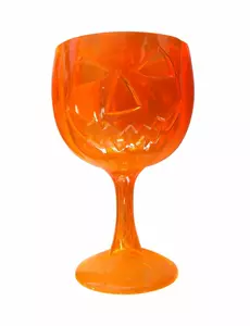 Orange plastvinglas med Halloweenpumpa