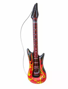 Uppblåsbar rockgitarr i lågor 105 cm