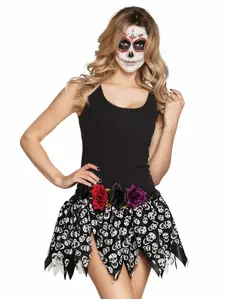 Kjol med mexikanska skelett vuxen Dia de los muertos