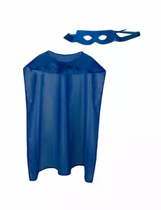 Blå superhjältekappa och mask vuxen