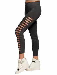 Svarta leggings med hål för vuxen