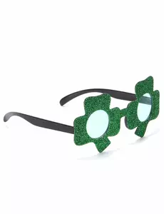 Glittriga gröna klöverglasögon Saint Patrick vuxen