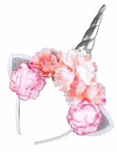 Enhörningsdiadem med rosa pioner vuxen
