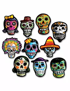 10 kartongdekorationer Dia de los Muertos 12 x 9 cm