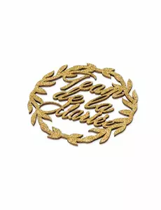 2 träkronor Team de la mariée med guldfärgade paljetter 7 cm