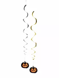 2 hängande dekorationer skräckinjagande pumpa 85 cm