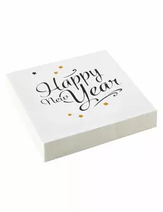 20 gyllene pappersservetter Happy New Year 33 x 33 cm