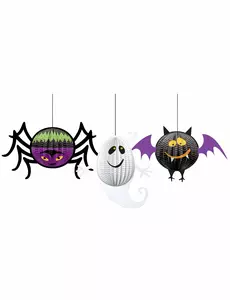 3 hängande 3D-dekorationer Halloween