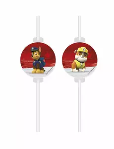 4 papperssugrör med medaljong Pat' Patrouille redo för action™