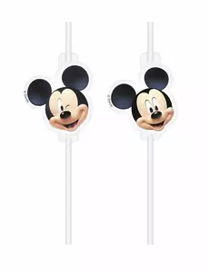 4 plast­sugrör med Mickey™-medaljong
