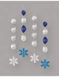 4 spiralhängen med snöflingor 46 cm